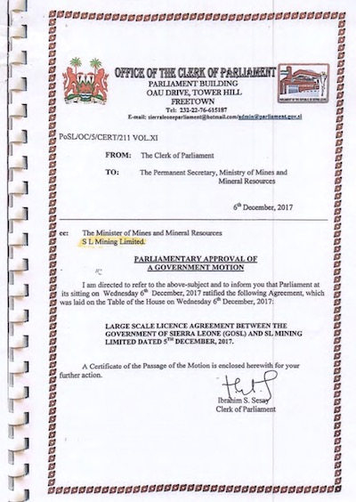 5 sl mining limited concession 2017