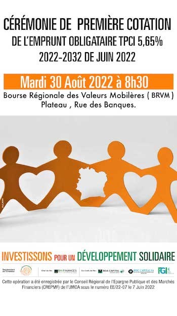 72425 lemprunt obligataire tpci 565&nbsp;2022&nbsp;2032 admis a la cote de la brvm
