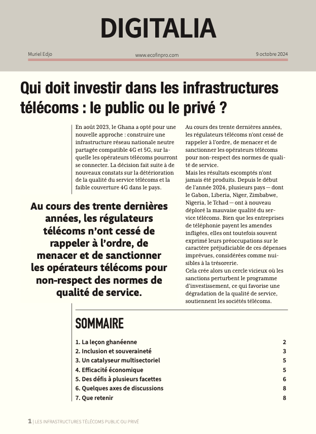 131717ses avantages linvestissement public dans les infrastructures tlcoms est option risque en afrique rapport wak